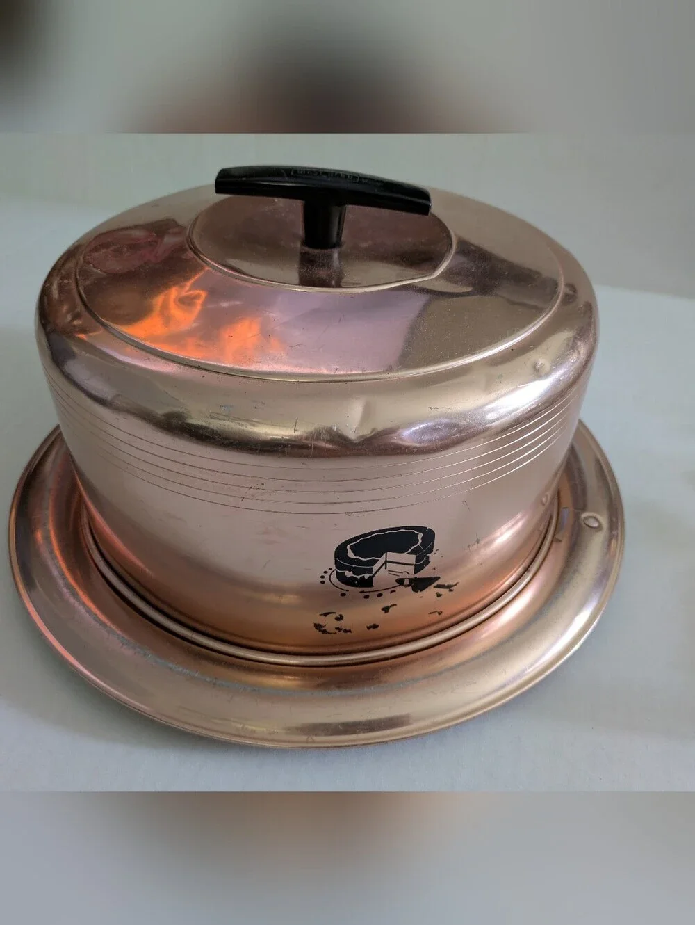 Mid- century copper aluminum cake carrier. West Bend Brand.